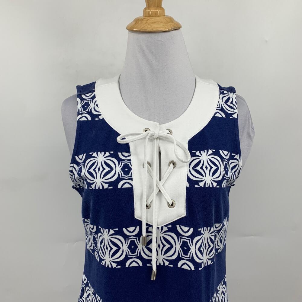 Tommy Bahama Dress Womens XS Extra Small Blue White Sleeveless Lace Up Nautical - Picture 3 of 12